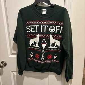 Set It Off Band Music Merch Dark Green Christmas Sweater